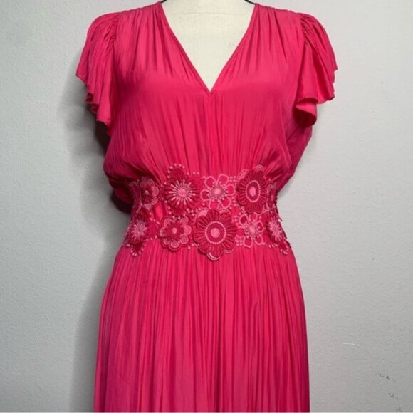 NWT Ramy Brook Lenna Pink Embellished Short Sleeve Maxi Dress - Picture 10 of 16